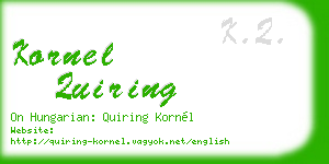kornel quiring business card
